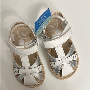 Stride Rite Kids White and Silver Sandals